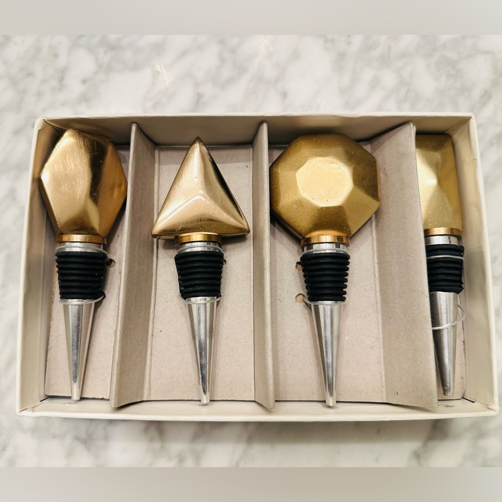 West Elm Geo Bottle Stopper (Gold, Set of 4)